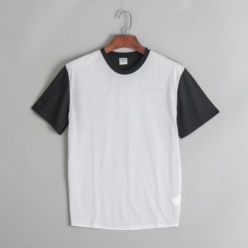 Black and White Heavy Polyester Fabric Short Sleeves T shirt